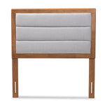 Load image into Gallery viewer, Baxton Studio Dexter Modern And Contemporary Light Grey Fabric Upholstered And Walnut Brown Finished Wood Twin Size Headboard
