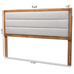 Load image into Gallery viewer, BAXTON STUDIO DEXTER MODERN AND CONTEMPORARY LIGHT GREY FABRIC UPHOLSTERED AND WALNUT BROWN FINISHED WOOD FULL SIZE HEADBOARD
