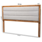 Load image into Gallery viewer, Baxton Studio Dexter Modern And Contemporary Light Grey Fabric Upholstered And Walnut Brown Finished Wood Full Size Headboard
