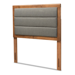 Baxton Studio Dexter Modern And Contemporary Dark Grey Fabric Upholstered And Walnut Brown Finished Wood Twin Size Headboard