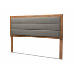 Load image into Gallery viewer, Baxton Studio Dexter Modern And Contemporary Dark Grey Fabric Upholstered And Walnut Brown Finished Wood Full Size Headboard
