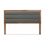 Load image into Gallery viewer, Baxton Studio Dexter Modern And Contemporary Dark Grey Fabric Upholstered And Walnut Brown Finished Wood Queen Size Headboard
