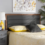 Load image into Gallery viewer, Baxton Studio Dexter Modern And Contemporary Dark Grey Fabric Upholstered And Walnut Brown Finished Wood King Size Headboard
