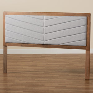 Baxton Studio Iden Modern And Contemporary Light Grey Fabric Upholstered And Walnut Brown Finished Wood Full Size Headboard