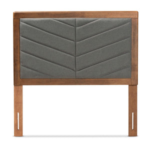 Baxton Studio Iden Modern And Contemporary Dark Grey Fabric Upholstered And Walnut Brown Finished Wood Twin Size Headboard