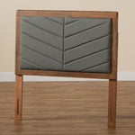 Load image into Gallery viewer, Baxton Studio Iden Modern And Contemporary Dark Grey Fabric Upholstered And Walnut Brown Finished Wood Twin Size Headboard
