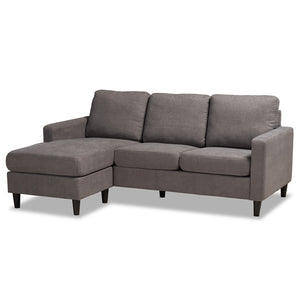 Baxton Studio Miles Modern and Contemporary Fabric Upholstered Sectional Sofa with Left Facing Chaise