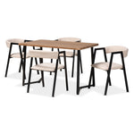 Load image into Gallery viewer, Baxton Studio Delgado Modern And Contemporary Beige Fabric Upholstered And Black Metal 5-Piece Dining Set
