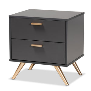 Baxton Studio Kelson Modern and Contemporary Finished Wood 2-Drawer Nightstand