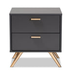 Load image into Gallery viewer, Baxton Studio Kelson Modern And Contemporary Dark Grey And Gold Finished Wood 2-Drawer Nightstand
