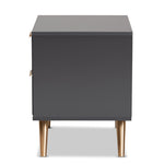 Load image into Gallery viewer, Baxton Studio Kelson Modern And Contemporary Dark Grey And Gold Finished Wood 2-Drawer Nightstand
