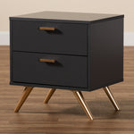 Load image into Gallery viewer, Baxton Studio Kelson Modern And Contemporary Dark Grey And Gold Finished Wood 2-Drawer Nightstand
