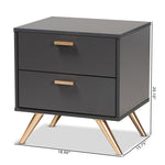 Load image into Gallery viewer, Baxton Studio Kelson Modern And Contemporary Dark Grey And Gold Finished Wood 2-Drawer Nightstand
