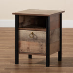 Load image into Gallery viewer, Baxton Studio Vaughan Modern And Contemporary Two-Tone Rustic Oak Brown And Black Finished Wood Nightstand
