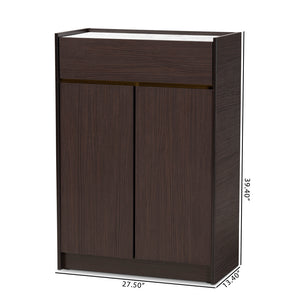 Baxton Studio Walker Modern And Contemporary Dark Brown And Gold Finished Wood Shoe Cabinet With Faux Marble Top