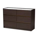 Load image into Gallery viewer, Baxton Studio Walker Modern And Contemporary Dark Brown And Gold Finished Wood 6-Drawer Dresser With Faux Marble Top
