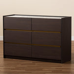 Load image into Gallery viewer, Baxton Studio Walker Modern And Contemporary Dark Brown And Gold Finished Wood 6-Drawer Dresser With Faux Marble Top
