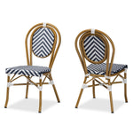 Load image into Gallery viewer, Baxton Studio Alaire Classic French Indoor And Outdoor Blue And White Bamboo Style Stackable 2-Piece Bistro Dining Chair Set
