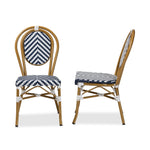 Load image into Gallery viewer, Baxton Studio Alaire Classic French Indoor And Outdoor Blue And White Bamboo Style Stackable 2-Piece Bistro Dining Chair Set
