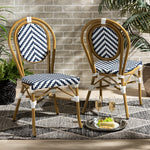 Load image into Gallery viewer, Baxton Studio Alaire Classic French Indoor And Outdoor Blue And White Bamboo Style Stackable 2-Piece Bistro Dining Chair Set
