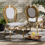 Load image into Gallery viewer, Baxton Studio Alaire Classic French Indoor And Outdoor Grey And White Bamboo Style Stackable 2-Piece Bistro Dining Chair Set
