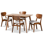 Load image into Gallery viewer, Baxton Studio Katya Mid-Century Modern Grey Fabric Upholstered And Walnut Brown Finished Wood 5-Piece Dining Set
