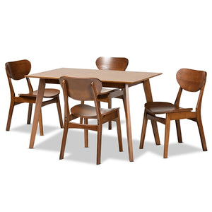 Baxton Studio Katya Mid-Century Modern Finished Wood 5-Piece Dining Set