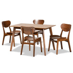 Load image into Gallery viewer, Baxton Studio Katya Mid-Century Modern Walnut Brown Finished Wood 5-Piece Dining Set
