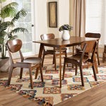 Load image into Gallery viewer, Baxton Studio Katya Mid-Century Modern Walnut Brown Finished Wood 5-Piece Dining Set
