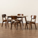 Load image into Gallery viewer, Baxton Studio Katya Mid-Century Modern Walnut Brown Finished Wood 5-Piece Dining Set
