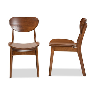 Baxton Studio Katya Mid-Century Modern Walnut Brown Finished Wood 2-Piece Dining Chair Set