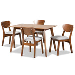 Load image into Gallery viewer, Baxton Studio Damara Mid-Century Modern Grey Fabric Upholstered And Walnut Brown Finished Wood 5-Piece Dining Set
