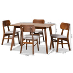 Load image into Gallery viewer, Baxton Studio Euclid Mid-Century Modern Grey Fabric Upholstered And Walnut Brown Finished Wood 5-Piece Dining Set
