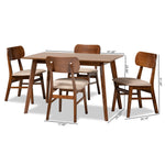 Load image into Gallery viewer, Baxton Studio Euclid Mid-Century Modern Sand Fabric Upholstered And Walnut Brown Finished Wood 5-Piece Dining Set
