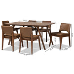 Load image into Gallery viewer, Baxton Studio Afton Mid-Century Modern Brown Faux Leather Upholstered And Walnut Brown Finished Wood 7-Piece Dining Set
