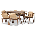 Load image into Gallery viewer, Baxton Studio Marcena Mid-Century Modern Beige Imitation Leather Upholstered And Walnut Brown Finished Wood 7-Piece Dining Set
