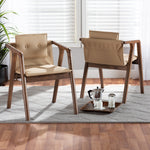 Load image into Gallery viewer, Baxton Studio Marcena Mid-Century Modern Beige Imitation Leather Upholstered And Walnut Brown Finished Wood 2-Piece Dining Chair Set
