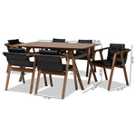 Load image into Gallery viewer, Baxton Studio Marcena Mid-Century Modern Black Imitation Leather Upholstered And Walnut Brown Finished Wood 7-Piece Dining Set
