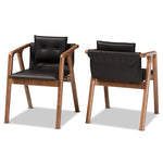 Load image into Gallery viewer, Baxton Studio Marcena Mid-Century Modern Black Imitation Leather Upholstered And Walnut Brown Finished Wood 2-Piece Dining Chair Set
