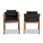 Load image into Gallery viewer, Baxton Studio Marcena Mid-Century Modern Black Imitation Leather Upholstered And Walnut Brown Finished Wood 2-Piece Dining Chair Set
