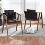 Load image into Gallery viewer, Baxton Studio Marcena Mid-Century Modern Black Imitation Leather Upholstered And Walnut Brown Finished Wood 2-Piece Dining Chair Set
