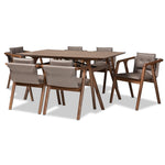 Load image into Gallery viewer, Baxton Studio Marcena Mid-Century Modern Grey Imitation Leather Upholstered And Walnut Brown Finished Wood 7-Piece Dining Set
