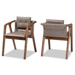 Load image into Gallery viewer, Baxton Studio Marcena Mid-Century Modern Grey Imitation Leather Upholstered And Walnut Brown Finished Wood 2-Piece Dining Chair Set
