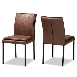 Baxton Studio Gerard Modern and Contemporary Distressed Fabric Upholstered and Finished Metal 2-Piece Dining Chair Set