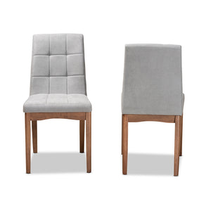 Baxton Studio Tara Mid-Century Modern Transitional Light Grey Fabric Upholstered And Walnut Brown Finished Wood 2-Piece Dining Chair Set