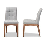 Load image into Gallery viewer, Baxton Studio Tara Mid-Century Modern Transitional Light Grey Fabric Upholstered And Walnut Brown Finished Wood 2-Piece Dining Chair Set
