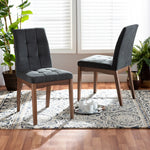 Load image into Gallery viewer, Baxton Studio Tara Mid-Century Modern Transitional Dark Grey Fabric Upholstered And Walnut Brown Finished Wood 2-Piece Dining Chair Set
