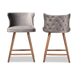 Load image into Gallery viewer, Baxton Studio Sagira Modern and Contemporary Transitional Velvet Fabric Upholstered and Finished Wood 2-Piece Counter Stool Set
