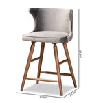 Load image into Gallery viewer, Baxton Studio Sagira Modern And Contemporary Transitional Grey Velvet Fabric Upholstered And Walnut Brown Finished Wood 2-Piece Counter Stool Set
