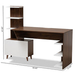 Load image into Gallery viewer, Baxton Studio Tobias Mid-Century Modern Two-Tone White And Walnut Brown Finished Wood Storage Computer Desk With Shelves
